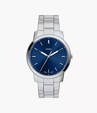 Minimalist 44mm Three-Hand Stainless Steel Watch