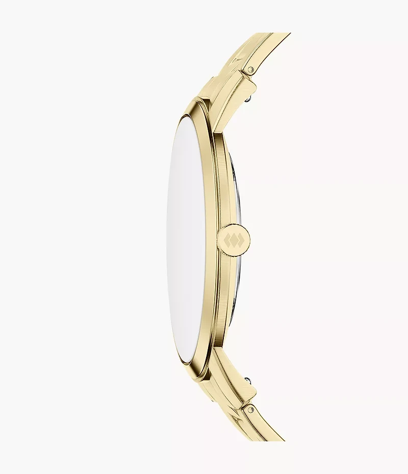 Minimalist 44mm Three-Hand Gold-Tone Stainless Steel Watch