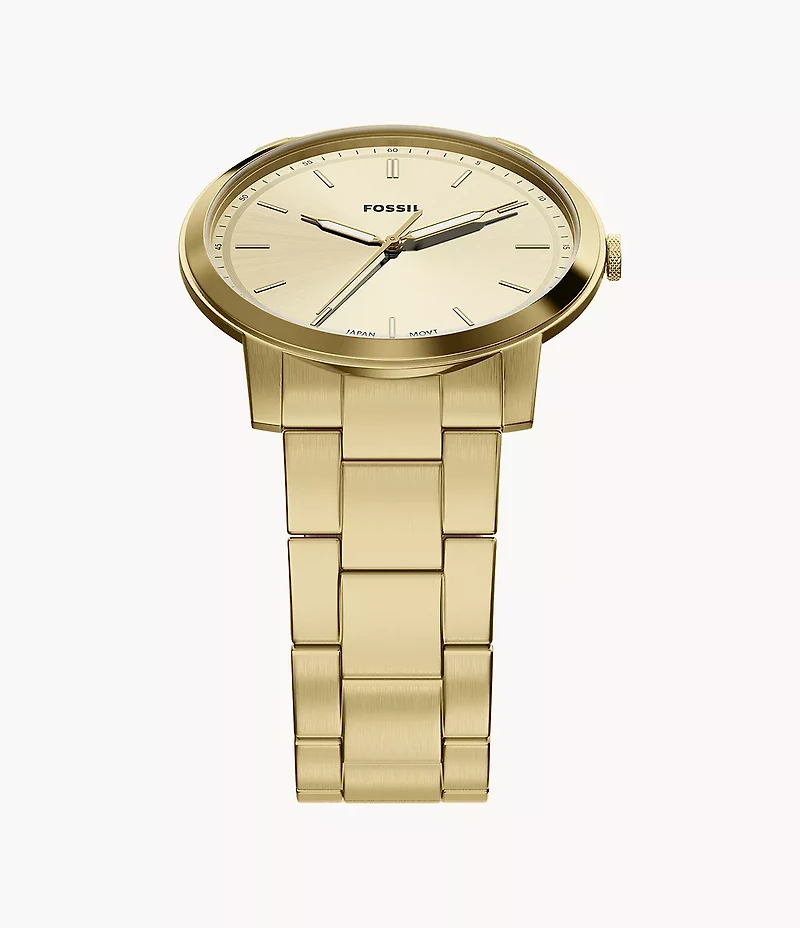 Minimalist 44mm Three-Hand Gold-Tone Stainless Steel Watch