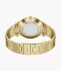 Minimalist 44mm Three-Hand Gold-Tone Stainless Steel Watch