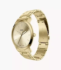 Minimalist 44mm Three-Hand Gold-Tone Stainless Steel Watch