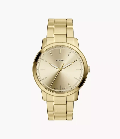 Minimalist 44mm Three-Hand Gold-Tone Stainless Steel Watch