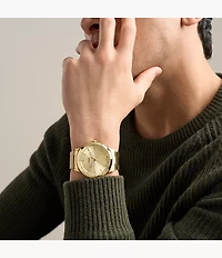 Minimalist 44mm Three-Hand Gold-Tone Stainless Steel Watch