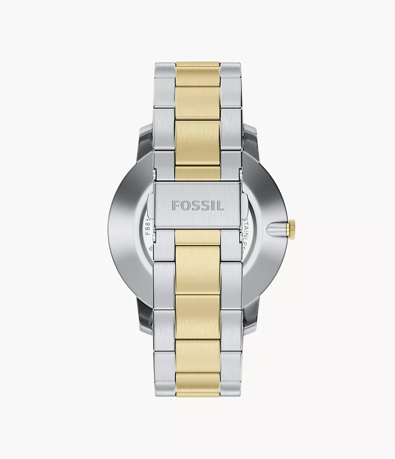 Minimalist 44mm Three-Hand Two-Tone Stainless Steel Watch
