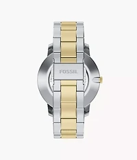 Minimalist 44mm Three-Hand Two-Tone Stainless Steel Watch