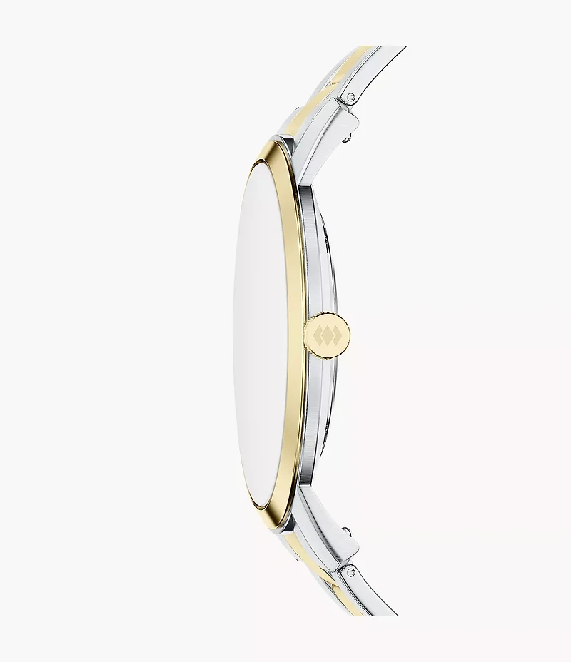Minimalist 44mm Three-Hand Two-Tone Stainless Steel Watch