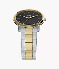 Minimalist 44mm Three-Hand Two-Tone Stainless Steel Watch