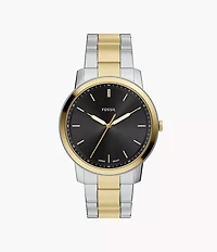 Minimalist 44mm Three-Hand Two-Tone Stainless Steel Watch