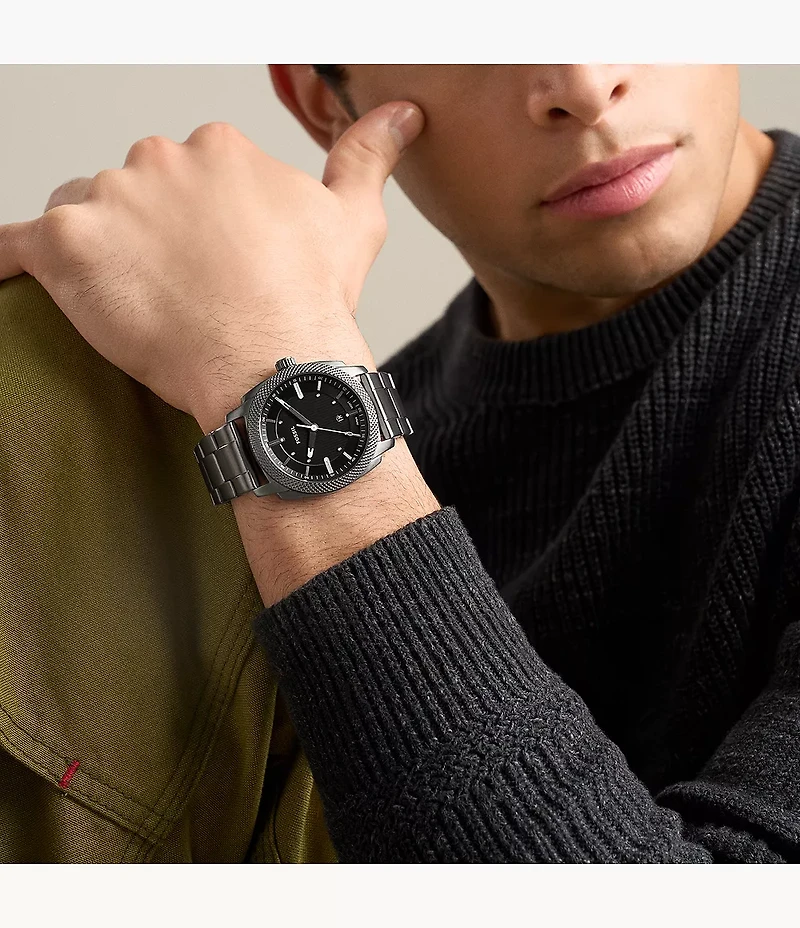 Machine 41mm Three-Hand Date Smoke Stainless Steel Watch