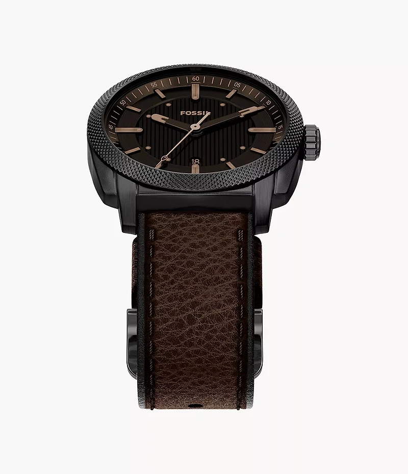 Machine 41mm Three-Hand Date Brown Leather Watch