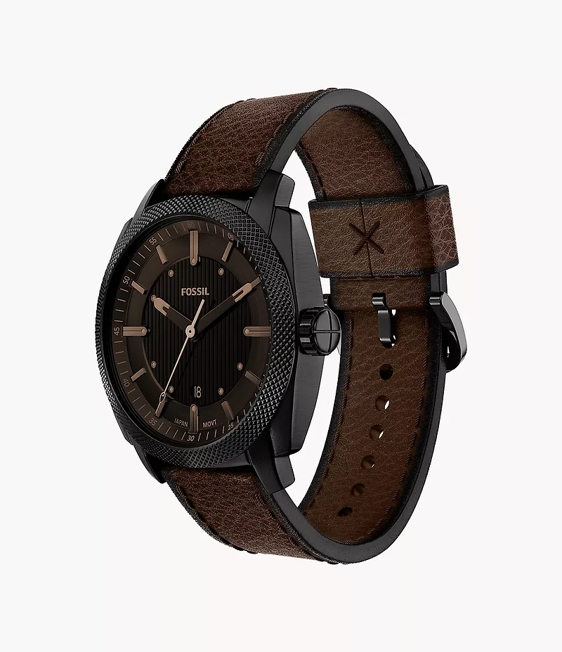 Machine 41mm Three-Hand Date Brown Leather Watch