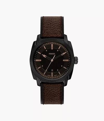 Machine 41mm Three-Hand Date Brown Leather Watch