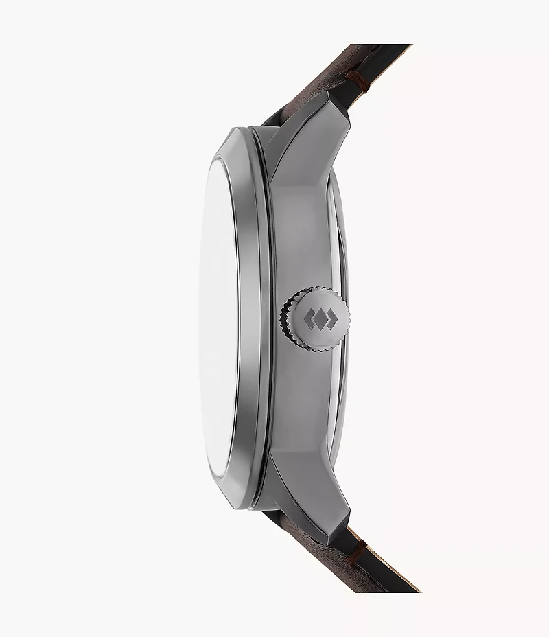 Townsman Big Tic 42mm Gunmetal Brown Leather Watch