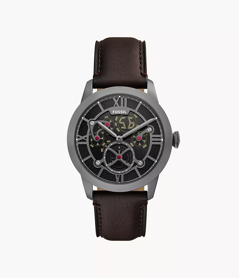 Townsman Big Tic 42mm Gunmetal Brown Leather Watch