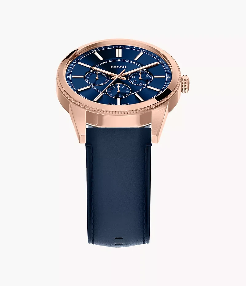 Pearson 42mm Multifunction Navy Leather Watch