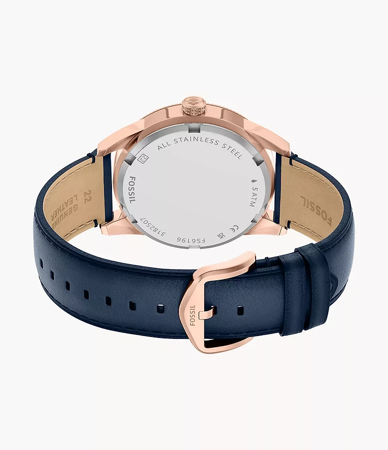 Pearson 42mm Multifunction Navy Leather Watch