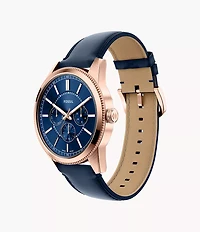 Pearson 42mm Multifunction Navy Leather Watch