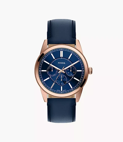 Pearson 42mm Multifunction Navy Leather Watch