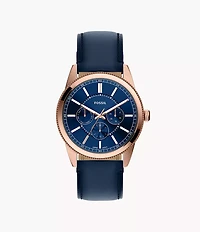 Pearson 42mm Multifunction Navy Leather Watch