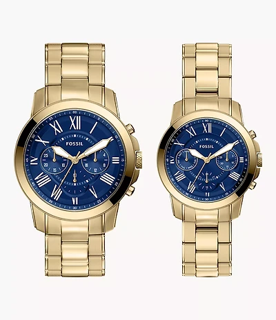 Grant 44mm Chronograph Gold-Tone Stainless Steel Watch Set