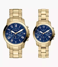 Grant 44mm Chronograph Gold-Tone Stainless Steel Watch Set