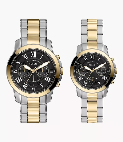 Grant 44mm Chronograph Two-Tone Stainless Steel Watch Set