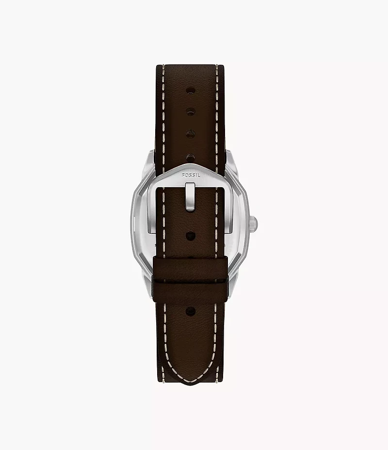 Harlow 33mm Three-Hand Brown Leather Watch
