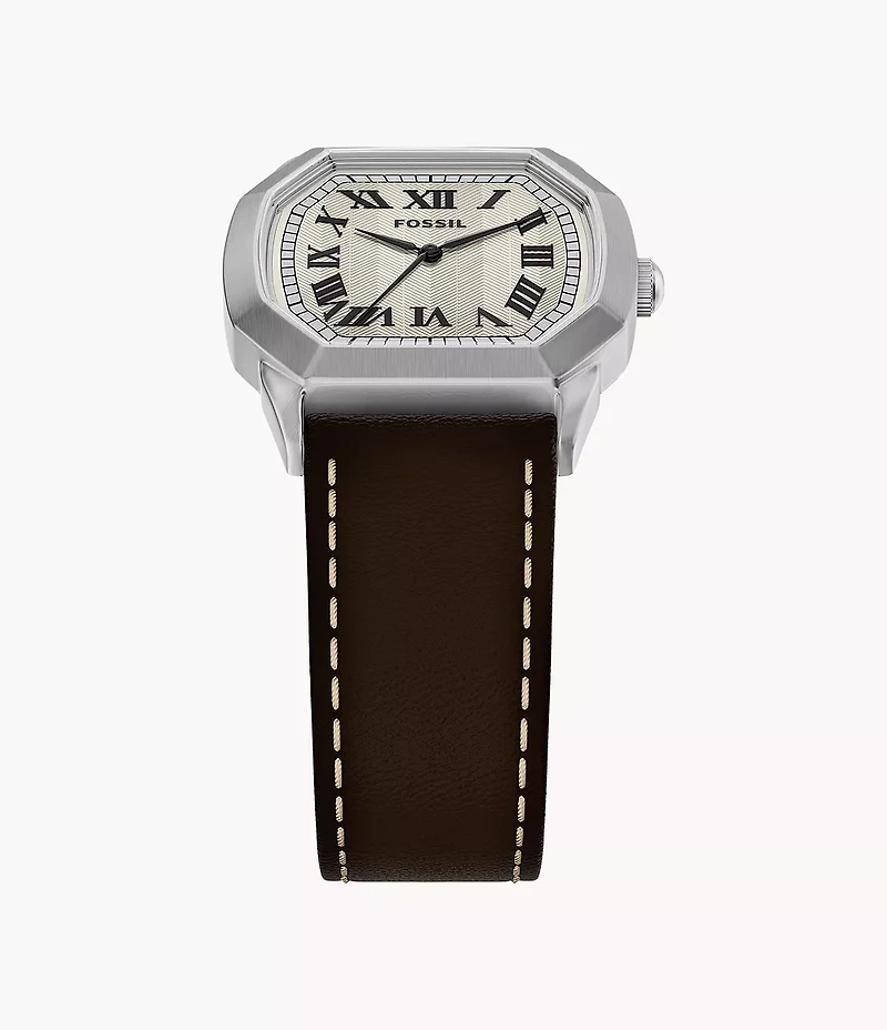 Harlow 33mm Three-Hand Brown Leather Watch