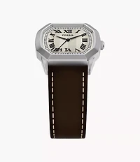 Harlow 33mm Three-Hand Brown Leather Watch