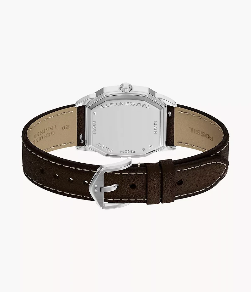 Harlow 33mm Three-Hand Brown Leather Watch