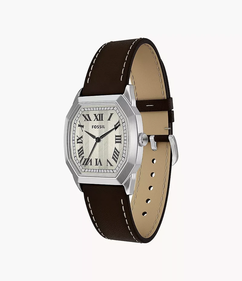 Harlow 33mm Three-Hand Brown Leather Watch