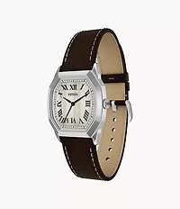 Harlow 33mm Three-Hand Brown Leather Watch