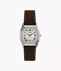 Harlow 33mm Three-Hand Brown Leather Watch