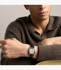 Harlow 33mm Three-Hand Brown Leather Watch
