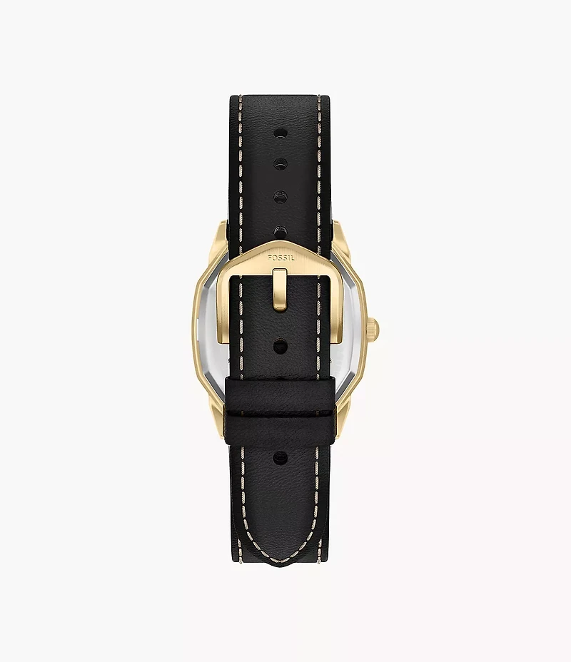 Harlow 33mm Three-Hand Black Leather Watch