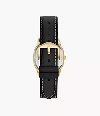 Harlow 33mm Three-Hand Black Leather Watch