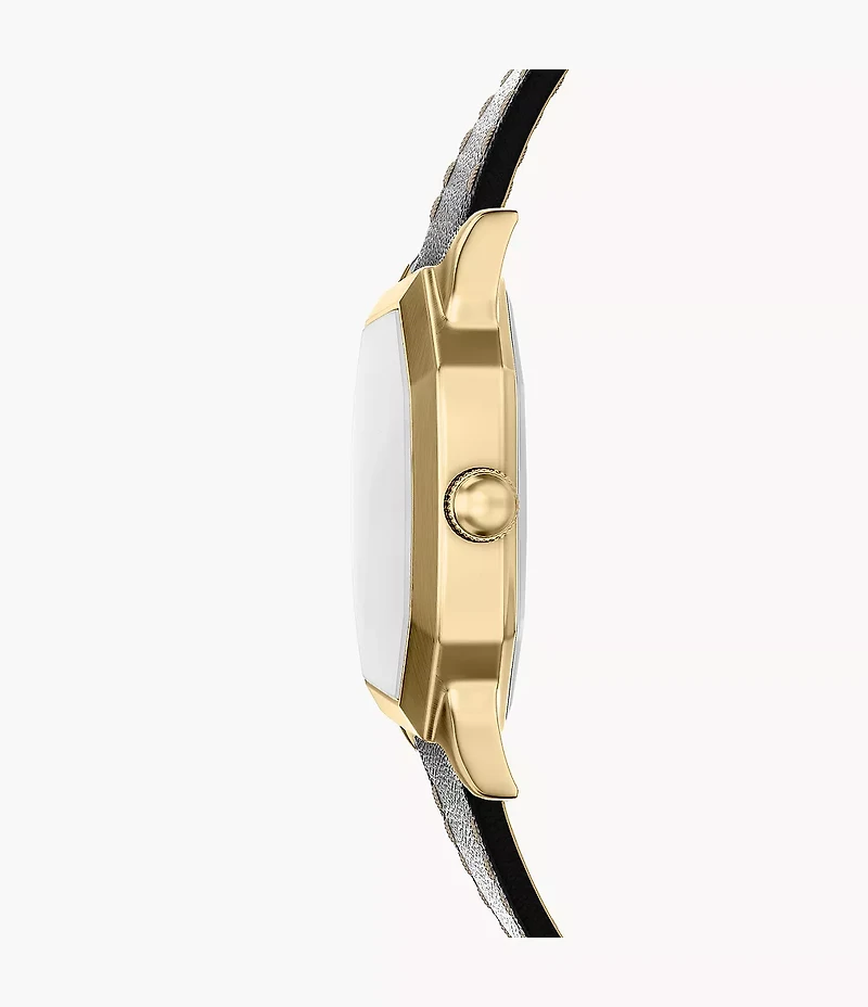 Harlow 33mm Three-Hand Black Leather Watch