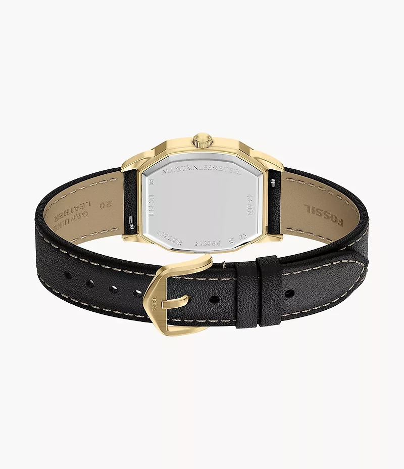 Harlow 33mm Three-Hand Black Leather Watch