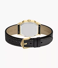 Harlow 33mm Three-Hand Black Leather Watch