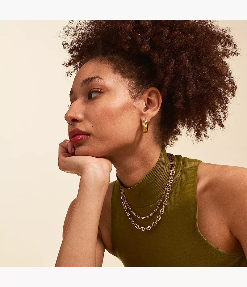 Heritage D-Link Gold-Tone Brass Anchor Chain Necklace