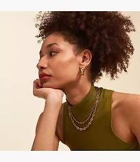 Heritage D-Link Gold-Tone Brass Anchor Chain Necklace