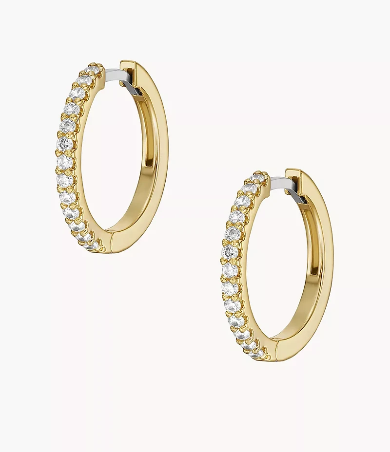Ellis Pavé Glitz Gold-Tone Brass Hoop Earrings