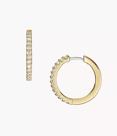 Ellis Pavé Glitz Gold-Tone Brass Hoop Earrings
