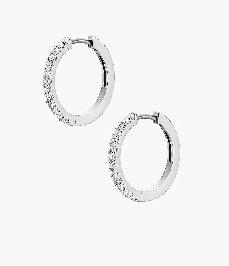 Ellis Pavé Glitz Silver-Tone Brass Hoop Earrings
