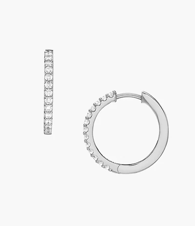 Ellis Pavé Glitz Silver-Tone Brass Hoop Earrings