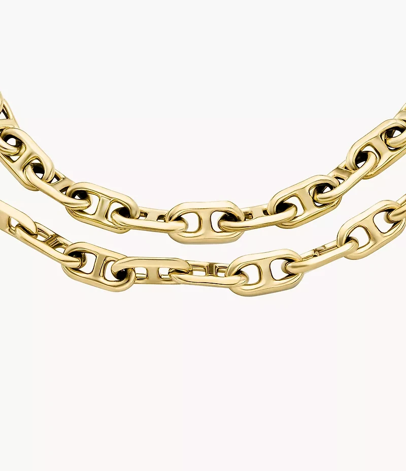 Heritage D-Link Gold-Tone Brass Chain Bracelet