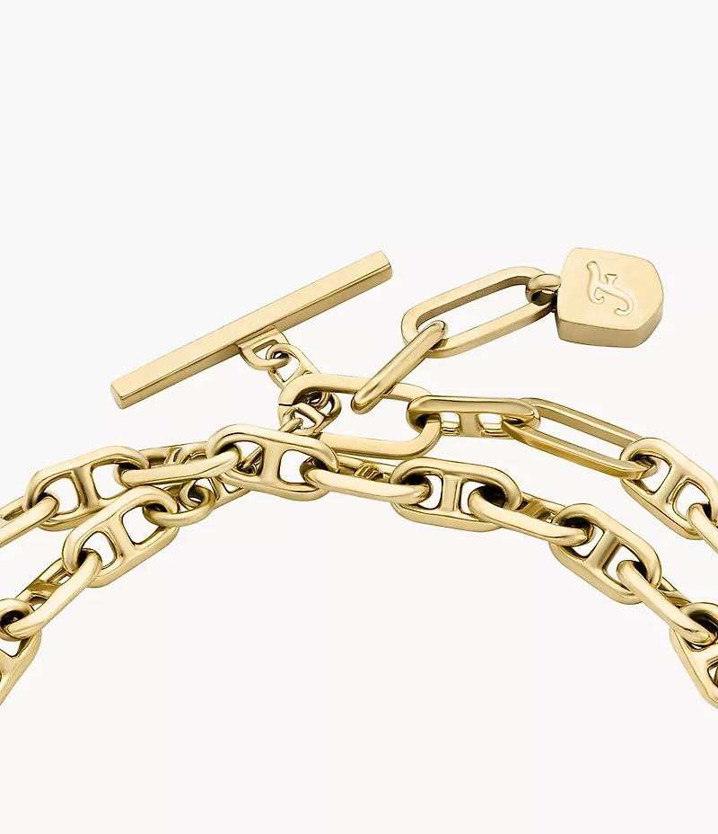 Heritage D-Link Gold-Tone Brass Chain Bracelet
