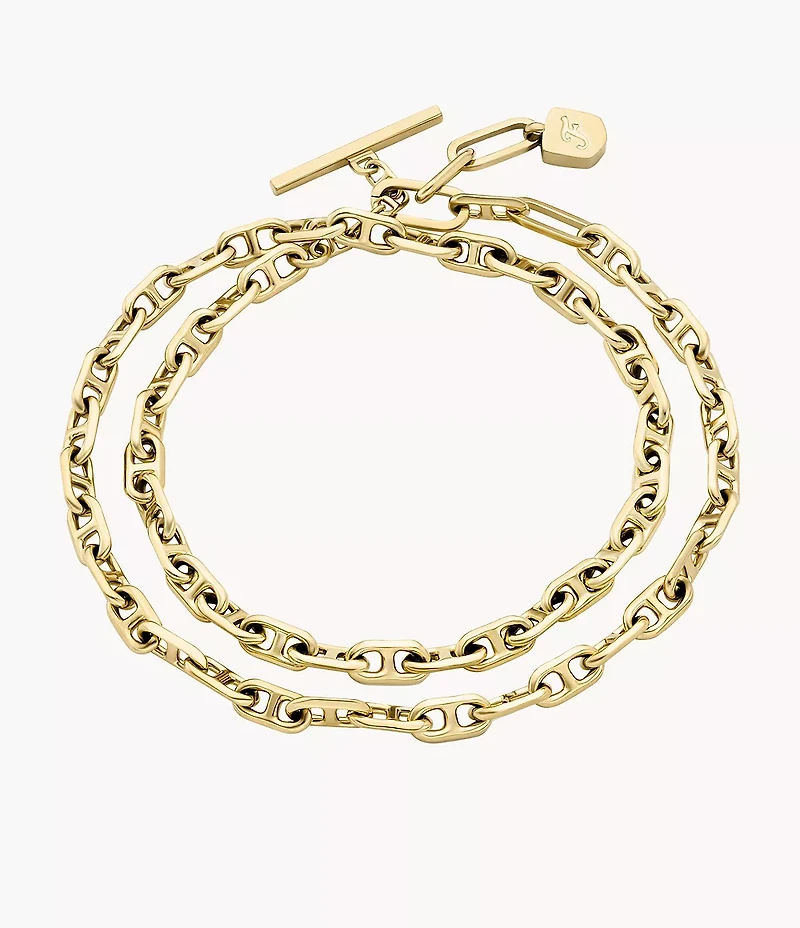Heritage D-Link Gold-Tone Brass Chain Bracelet