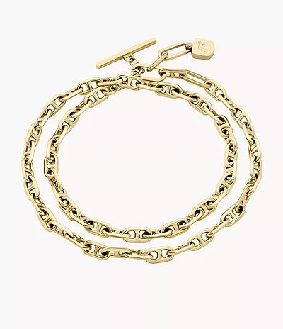 Heritage D-Link Gold-Tone Brass Chain Bracelet