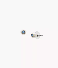 Bright Baubles White Shell and Blue Rhinestone Stud Earrings
